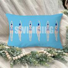 1pc Light Blue Short Plush Printed Pillowcase, Swimming Blue Background Printed Pillowcase, Home Room Decor, Office Decor, Living Room Sofa Decoration (Pillow Core Not Included)