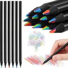 Set de 8 lápices de arco iris coloridos, 7 colores en 1 lápiz multicolor, lápiz mágico de pintura para estudiantes para trabajos de arte - Multicolor - Ver 5