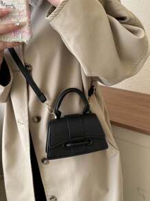 迷你手提包，简约异域风情单肩包，百搭时尚斜挎包，Presbycrime 女士包 - 黑色 - 查看 5