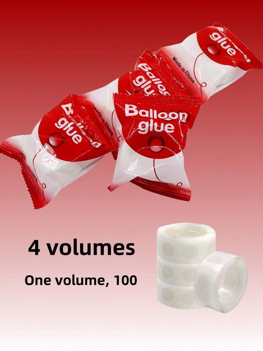 4 rollos de puntos adhesivos transparentes para globos, suministros de decoración de boda, cinta adhesiva de doble cara para decoración de globos para fiestas o bodas (400 puntos) - Multicolor - Ver 1