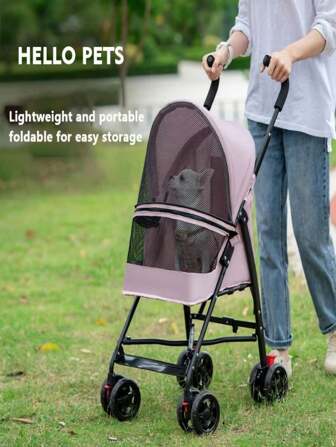 Carrito plegable para mascotas gatos y perros, coche de paseo para Teddy y gatitos, ligero y adecuado para mascotas pequeñas, todas las estaciones