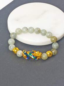 EmbraceNature 1入組男女手鐲，風水貔貅吉祥手鐲，金色貔貅財富及好運交替手鏈，風水貔貅手鏈，10MM天然虎眼黑曜石珠寶手鏈男女財富好運佛家手鐲，男女風水貔貅手鐲，金色貔貅財富及好運交替手鏈 - 彩色 - 查看 11