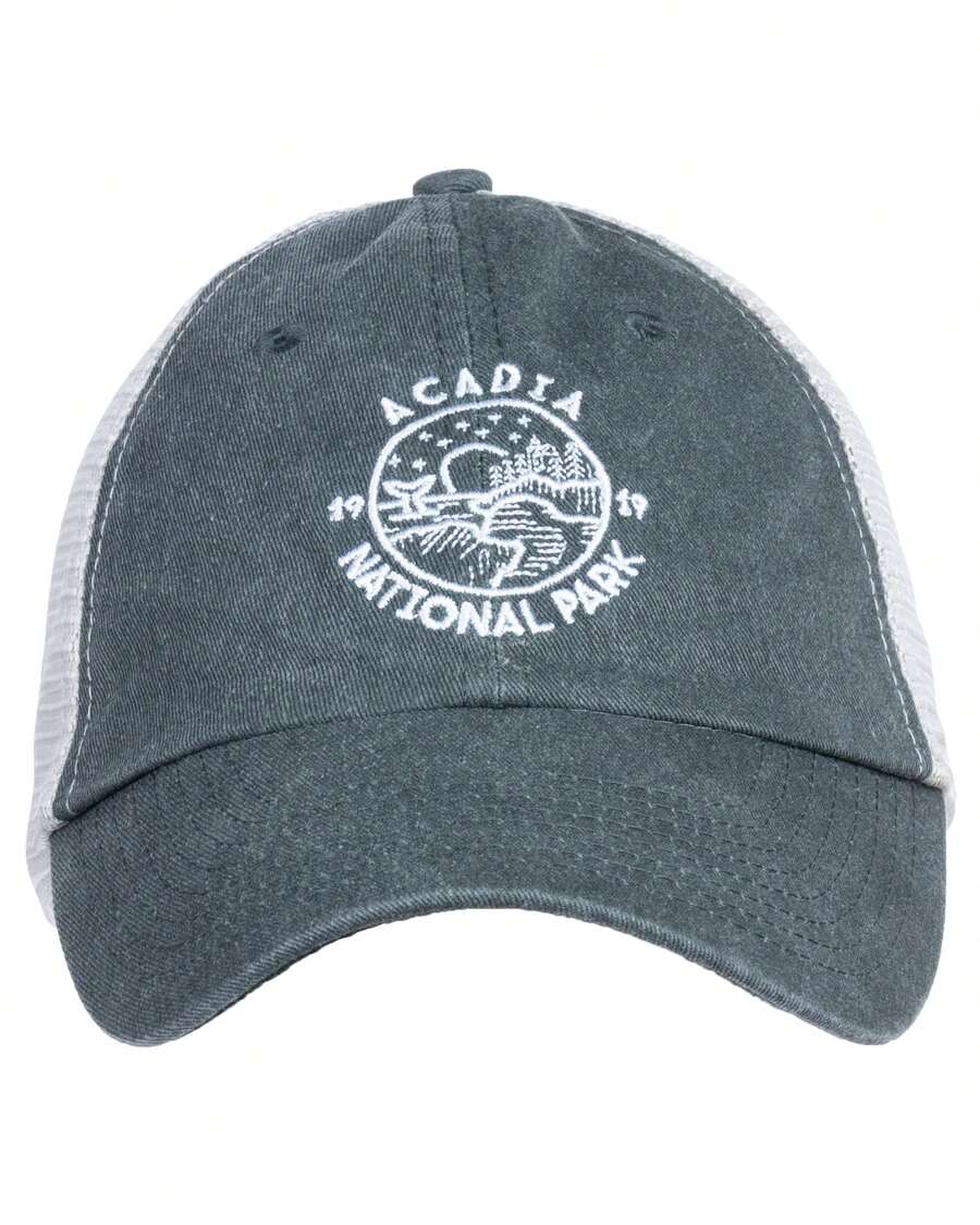 Acadia National Park Est. 1919 - Maine Hiking Baseball Cap Dad Hat For Men Women - Green - View 1