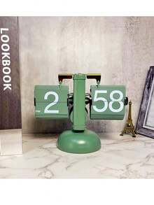 Metallic European Style Retro Flip Clock For Home & Office Desk Decor, Simple Mechanical Modern Clock With Pendulum, Suitable For Both Male And Female Students, Bookshelf, Small Platform, -007 - White - View 11