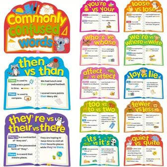 13Pcs Commonly Confused Words Posters Elementary Educational Posters Grammar Punctuation Posters English Teacher Language Arts Grammar Posters For Middle School