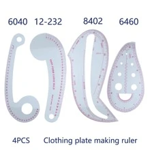 1pc Clothing Pattern Grading Ruler Set, Including Triangle Ruler, Multi-Purpose Drawing Ruler, Garment Design & Pattern Scaling Ruler, Sleeve Cage Curve Ruler, Button Ruler. 10 Types Of Pattern Rulers For Clothing Design & Pattern Making. - Clear - View 12
