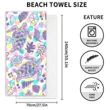 WRELS 1Pc Rùa Tím Sợi Siêu Mịn Mềm Mại, Thấm Hút, Nhanh Khô Khăn Đi Biển, Thích Hợp Cho Bơi Lội, Cắm Trại Và Tắm - Màu tím hoa cà - Xem 2