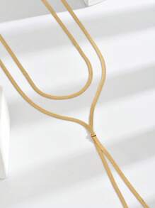 1pc European And American Style Fashion Snake Chain Y-Shaped Long Necklace, Simple Design