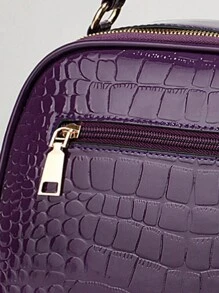 PLANEE 时尚仿皮斜挎包，女士单肩手机钱包，双拉链斜挎包，闪亮鳄鱼纹单肩包，大容量多口袋可调节肩带手提包，史上最佳母亲节礼物 - 紫色 - 查看 10