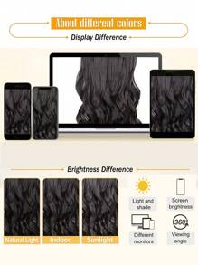 Extensiones de cabello con clip de fibra sintética ondulada de 20 pulgadas de largo, clip de cabello sintético grueso y suave para uso diario para mujeres (Marrón Oscuro)