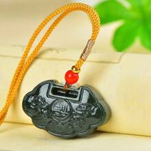 Mặt dây chuyền làm từ gỗ tuyết tùng tự nhiên, vòng cổ gỗ tuyết tùng chạm khắc thủ công, vòng cổ bảo vệ, trang sức đá quý, quà tặng cho gia đình, quà tặng kỷ niệm ngày lễ. - khóa an toàn - Xem 1