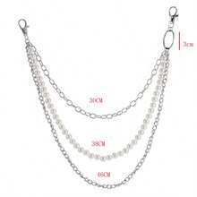 1 Set Multi-Layer Chains Faux Pearl Versatile Body Chain Punk Style Jeans Waist Chain Fall, Autumn, Halloween