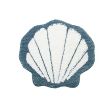 1pc Cute Blue Shell Shaped Bath Mat, Super Soft & Absorbent Microfiber Plush Non-Slip Bathroom Rug, Bath Mat/Doormat, 19.3x22 Inches - Blue - View 2