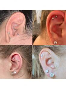 9pcs  Flexible Acrylic Tragus Helix Piercing Earrings Lip Stud Bar 16G Conch Earring Retainer Bioflex Labret Piercing 6mm 8mm