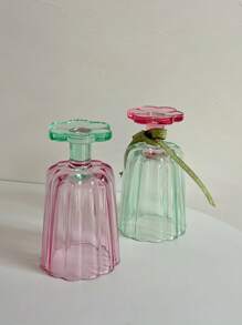 One Flower Shaped High-Footed Cup With Glass And Ins Retro Floral Base, Suitable For Restaurant, Living Room, Coffee Shop And Party - Multicolor - View 7