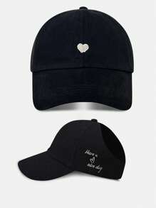 1 pezzo / 2 pezzi Cappellino da baseball con ricamo a forma di cuore per genitore e figlio, con apertura per la coda di cavallo, adatto per uso quotidiano