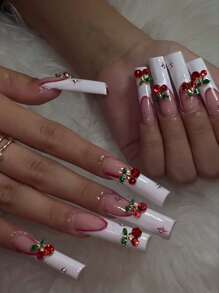 Cherry Nail Rhinestones, Kalolary 3D Valentine'S Charm Red Pink Fruit Rhinestone Crystal Nail Studs Alloy Nail Gems For Women Nail Art Decoration Diy Nail Charms Nail Supplies Nails