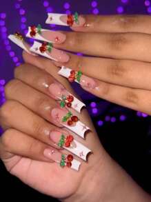 Cherry Nail Rhinestones, Kalolary 3D Valentine'S Charm Red Pink Fruit Rhinestone Crystal Nail Studs Alloy Nail Gems For Women Nail Art Decoration Diy Nail Charms Nail Supplies Nails