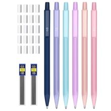 Bộ bút chì cơ khí 6 mảnh màu pastel: Có thêm 2 hộp dẫn và 20 cục tẩy, bút chì nghệ thuật dễ thương có thể thu vào 0,5/0,7mm Mẹo nghệ thuật, viết và phác thảo, cầm nắm thoải mái - Nhiều màu - Xem 1