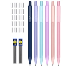 Bộ bút chì cơ khí 6 mảnh màu pastel: Có thêm 2 hộp dẫn và 20 cục tẩy, bút chì nghệ thuật dễ thương có thể thu vào 0,5/0,7mm Mẹo nghệ thuật, viết và phác thảo, cầm nắm thoải mái - Nhiều màu - Xem 2
