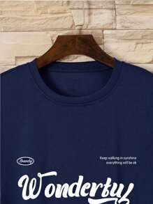 Men Slogan Print Drop Shoulder T-Shirt