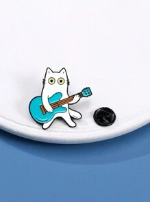Cartoon Cat Brooch, Symphony Orchestra Series, Violin & Piano Instrument Combination, Creative Badge For Playing Music, Cute Personalized Accessory For Clothes, Bags, Etc.