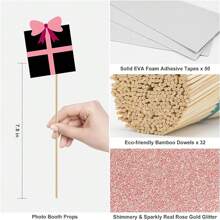 30 Piece (Rose Gold) Birthday Photo Booth Props Holiday Kit - Happy Birthday Party Favor Supplies Party Decoration Set With Real Glitter Sign Pose Kit