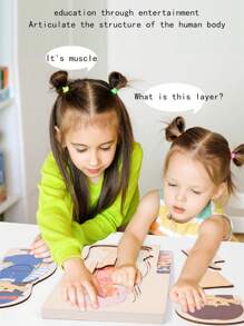 Montessori Educational Toys For Early Learning, Children's Multilayer Wooden Puzzle For Body Awareness And Scientific Knowledge Of The Human Body Organs, Kindergarten Learning And Brain-Teasing Toy For Boys And Girls