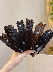 Elegant Bohemian Style Braided Wig Headband, Non-Slip Teeth Design, Hair Accessory For Girl