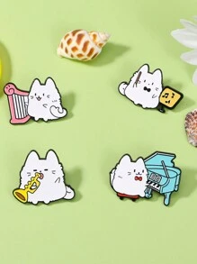 Cartoon Cat Brooch, Symphony Orchestra Series, Violin & Piano Instrument Combination, Creative Badge For Playing Music, Cute Personalized Accessory For Clothes, Bags, Etc.