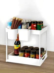 1 件厨房储物架，多功能浴室水槽下收纳架，水槽下推拉抽屉，滑动橱柜抽屉收纳架，用于日常用品、季节、零食、化妆品、书籍的储物架，适用于家庭、厨房、浴室、客厅、食品储存、储物、厨房收纳、厨房用品、房间装饰、家居装饰。 - 彩色 - 查看 2