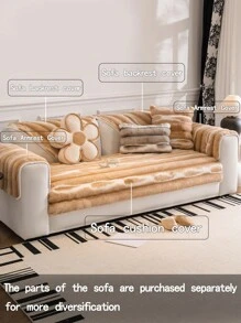 1pc Rabbit Fur Sofa Cushion Cover, Tie-dye Style, Ins Fashion, Thickened, Warm, Protective, Anti-slip And Anti-scratch Sofa Cover For Winter