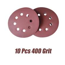 10pcs/160pcs 5-Inch Sanding Disc Hook And Loop Backing Sanding Pad Sandpaper Plate 8-Hole Red Sanding Disc With Coarse To Medium Grits, Suitable For 40/80/100/120/150/180/240/320/400/600 Grit Power Sanding Discs, 5 Inch 8 Hole Round Sanding Disc Tools