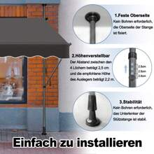 LILIIN Clamp Awning With Crank 200*120cm/250*120cm/300*120cm/350*120cm, Gray/Black, Aluminum Awning Balcony Awning Without Drilling, Adjustable, UV Protection, Sun Protection, Weatherproof - 黑色 - 查看 6