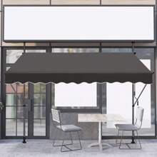 LILIIN Clamp Awning With Crank 200*120cm/250*120cm/300*120cm/350*120cm, Gray/Black, Aluminum Awning Balcony Awning Without Drilling, Adjustable, UV Protection, Sun Protection, Weatherproof - 黑色 - 查看 2