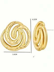 1對歐美復古豪華蚊香盤極簡設計女耳環，適合日常佩戴 - 蚊香盤 - 查看 4