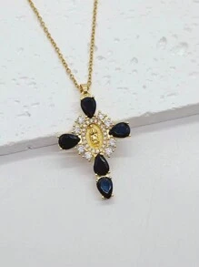 1 件女士水晶和圣母玛利亚吊坠项链