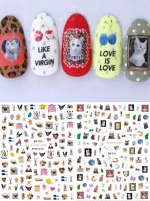 2sheets Cute Dog & Cat Nail Stickers DIY