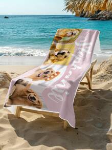 1pc Custom Beach Towel, Custom Photo&Name Beach Towel, Custom Dog BeachTowel, 70*140cm, 80*130cm, Perfect For Outdoor Beach Travel Swimming Gym Yoga, Beach Accessories, Perfect For Men & Women, Anniversary Gift, Birthday Gift, Mother's Day Gift, Father's Day Gift, Best Friend Gift, Gift For Girlfriend/Boyfriend