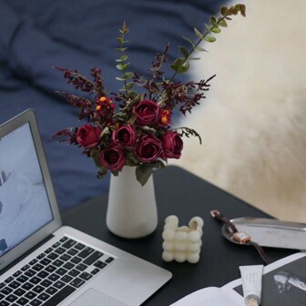 3pcs Artificial Rose Hand Bouquet For Daily Home Decoration Bouquet Decor