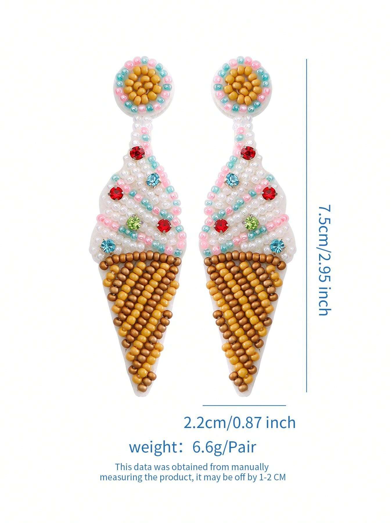 Orecchini A Gancio Lungo Bianchi Con Perline Fatte A Mano