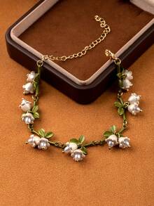 1 chiếc Vòng tay hoa lan trắng phong cách Mori thiết kế mới, đơn giản và đáng yêu, phụ kiện cá nhân hóa thời trang và đa năng dành cho phụ nữ - Nhiều màu - Xem 1