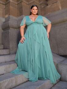 Women Plus Bridesmaid Dresses - 薄荷綠 - 查看 1