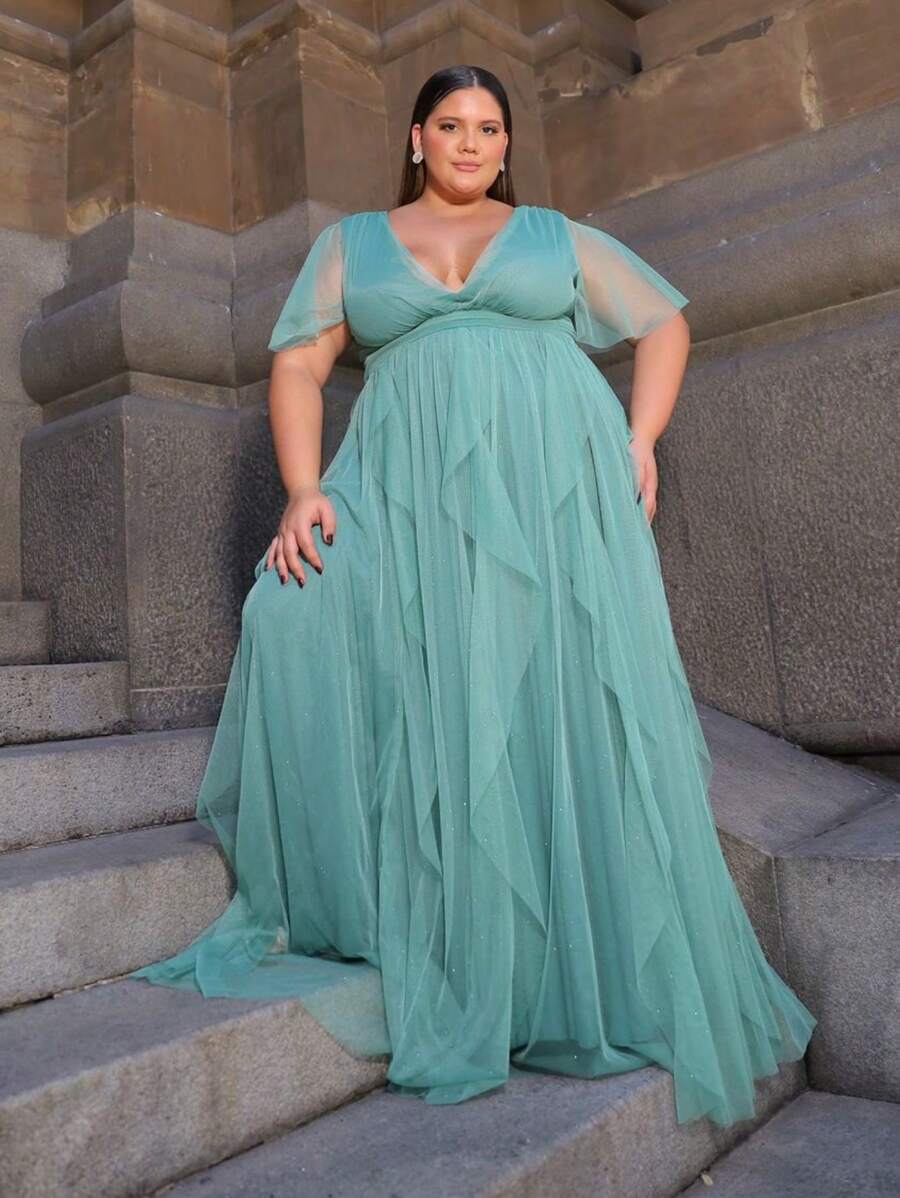 Women Plus Bridesmaid Dresses - 薄荷綠 - 查看 1