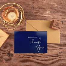 20套帶信封和貼紙的深藍色感謝卡，高雅的4*6 In/10.16*15.24 Cm感謝信套裝，空白感謝卡適用於小型企業、婚禮、新娘派對、畢業、葬禮