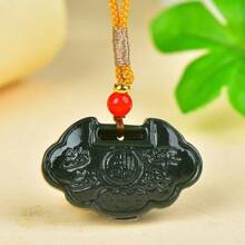 Mặt dây chuyền làm từ gỗ tuyết tùng tự nhiên, vòng cổ gỗ tuyết tùng chạm khắc thủ công, vòng cổ bảo vệ, trang sức đá quý, quà tặng cho gia đình, quà tặng kỷ niệm ngày lễ. - khóa an toàn - Xem 2