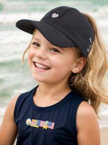 1 pezzo / 2 pezzi Cappellino da baseball con ricamo a forma di cuore per genitore e figlio, con apertura per la coda di cavallo, adatto per uso quotidiano