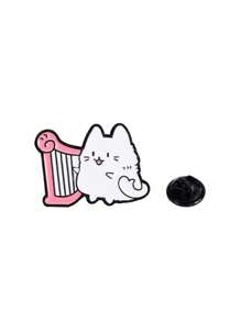 Cartoon Cat Brooch, Symphony Orchestra Series, Violin & Piano Instrument Combination, Creative Badge For Playing Music, Cute Personalized Accessory For Clothes, Bags, Etc.