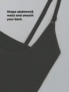 1pc Women's Plus Size Open-Bust Body Shaper Tummy Control Lightweight Thong Bodysuit For Base Layering - Black - View 9