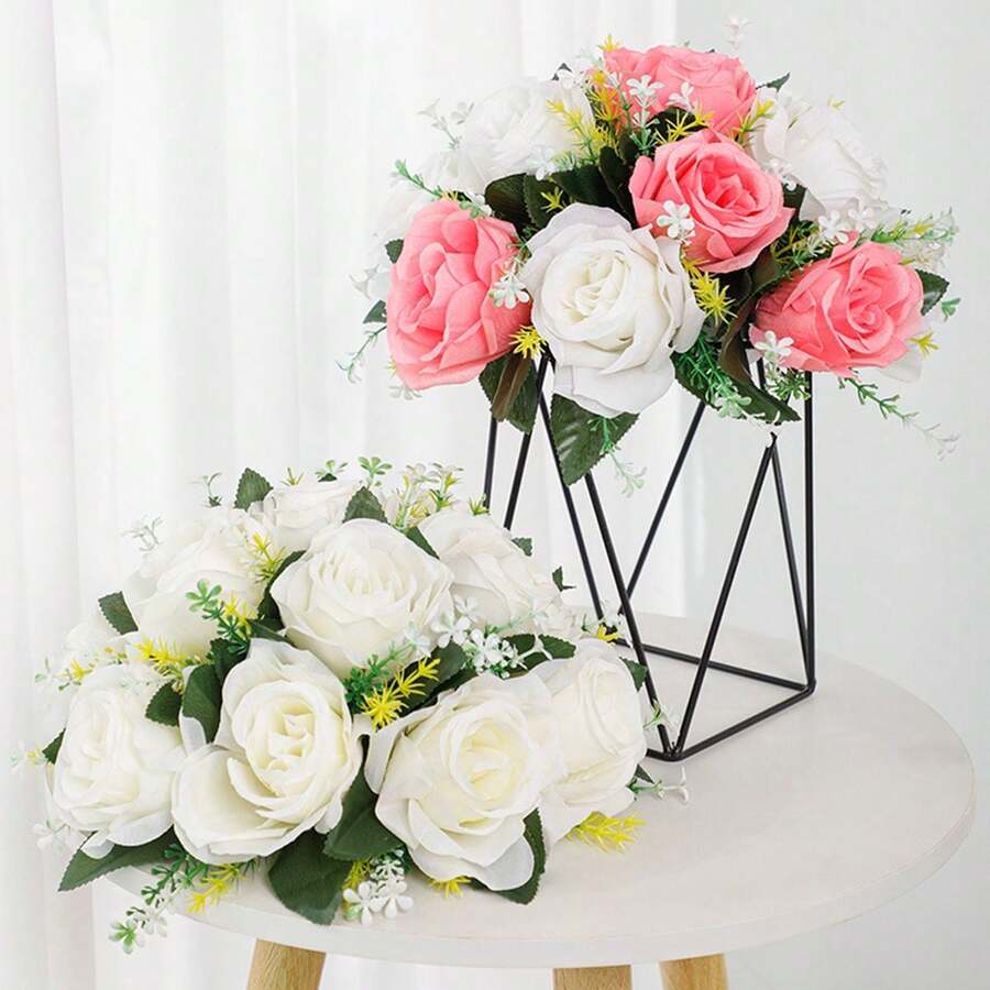 1入組婚禮慶祝裝飾人工花卉擺設，采用玫瑰設計，可用於婚禮裝飾、櫥窗展示、節日慶祝花卉擺設、生日派對及家居裝飾。 - 彩色 - 查看 1